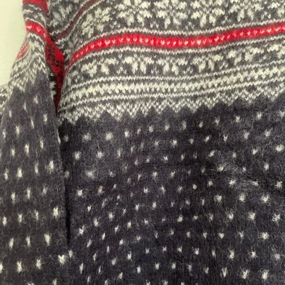 Vintage 1990's Cute Lands End Wool Sweater Medium M Red Blue Winter Sweater VTG - Picture 7 of 7
